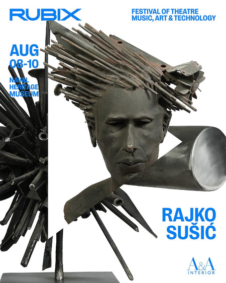 Exhibition poster featuring event details and artwork