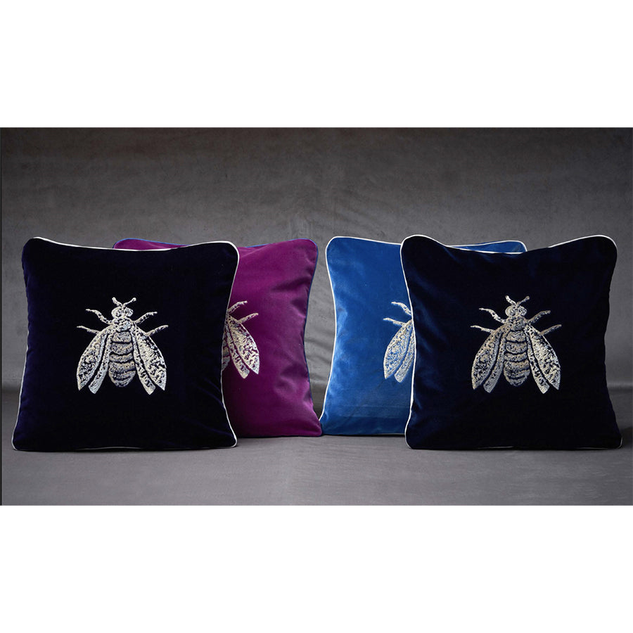 Piccole Gioie velluto Ape Blue with metallic embroidery