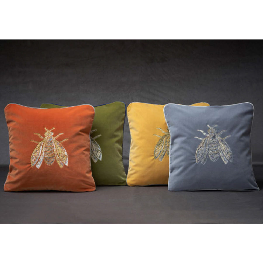 Piccole Gioie velluto Ape Blue with metallic embroidery