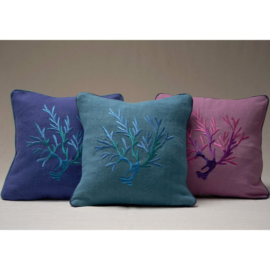 Corallomania White and green with blue embroidery