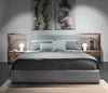 Bed with built-in nightstands and lighting
