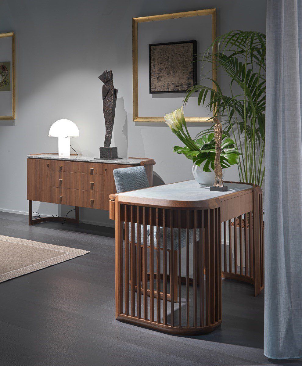 Bed with built-in nightstands and lighting