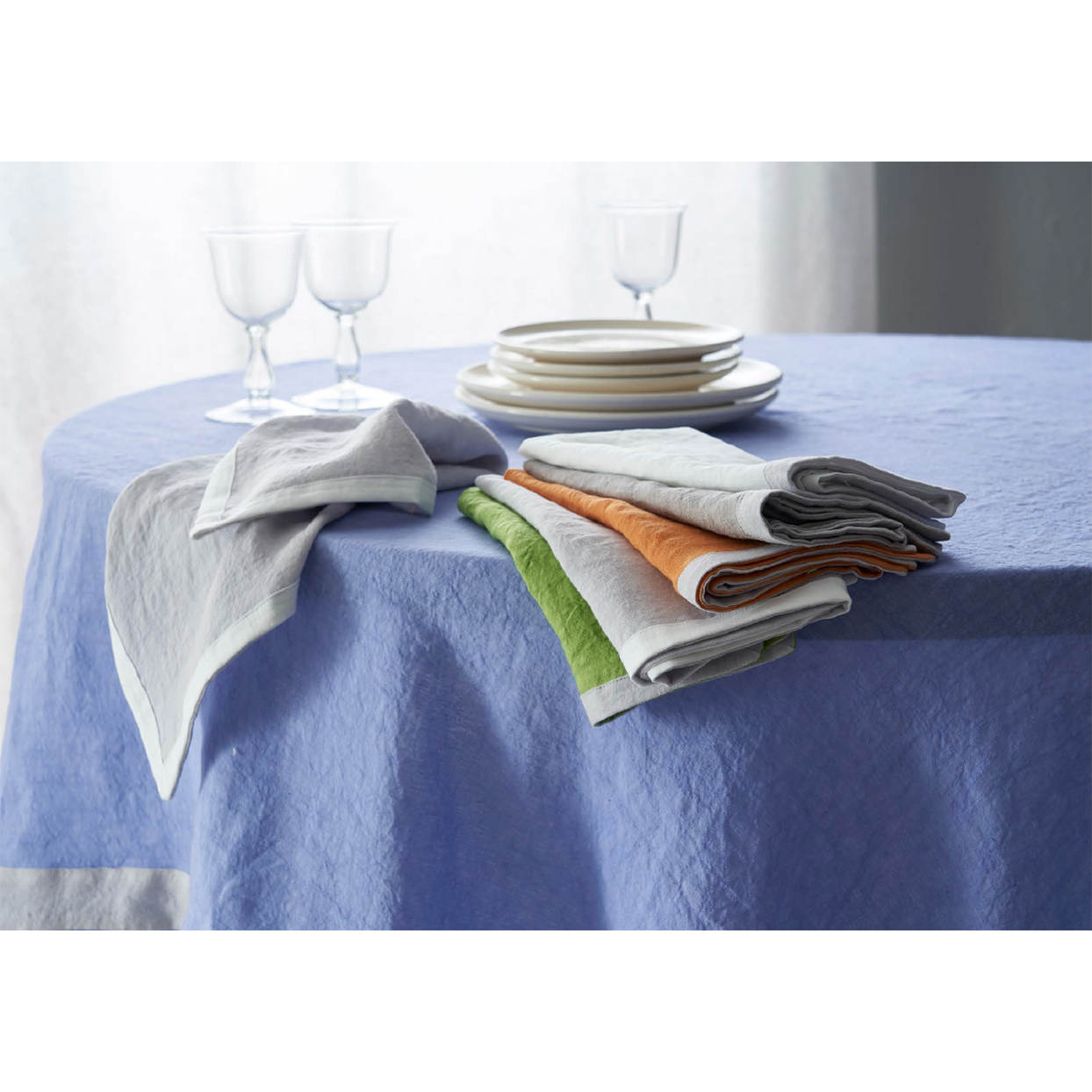 Set 4 napkins Mastro Raphael Day by day Light grey with white border